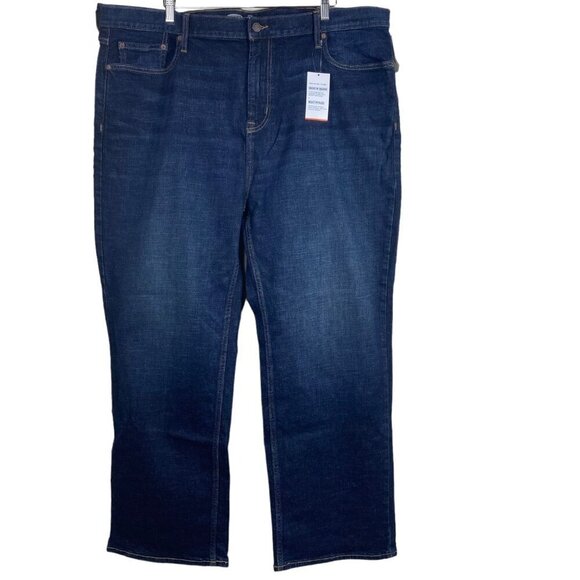 Old Navy 44x30 Loose Fit Blue Jeans Old School Denim Straight Leg Dark Wash NWT - Picture 1 of 11